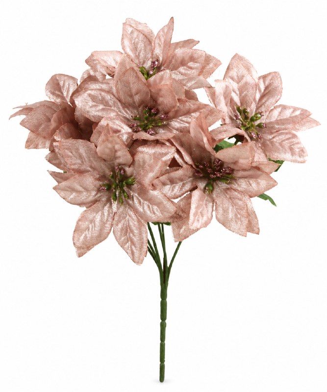 Picture of Poinsettia Bunch Rose Gold 33cm